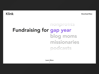 Klink Landing Page app branding design fundraising landing portfolio ui web web design