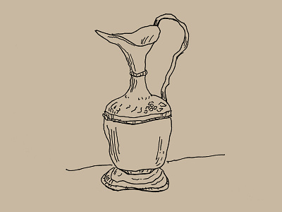 Brass Pitcher illustration pen and ink pitcher