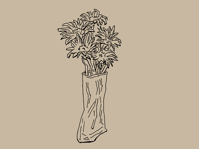 Flowers in Vase flowers illustration pen and ink
