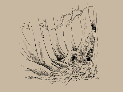 Trees in Oakhurst illustration pen and ink trees