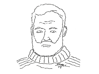 Ernest Hemingway illustration pen and ink