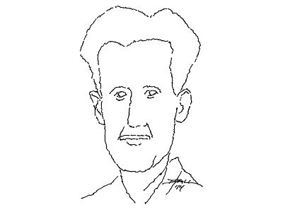 George Orwell illustration pen and ink