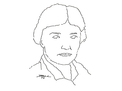 Willa Cather illustration pen and ink