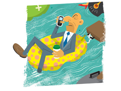 Tube to Work digital editorial fun illustration people sled spot