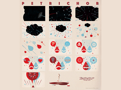Petrichor characters clouds comic digital drop rain spot colors