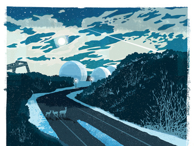 NASA Langley Research Center digital illustration winter scene