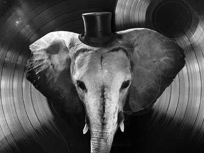 Elecord abstract bw elephant geometry hat owl photoshop record space
