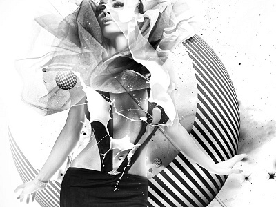 Pixels and Boobs abstract black and white orbs photoshop