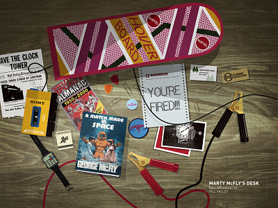 Marty McFly's Desk back to the future desk hoverboard illustration illustrator mcfly photoshop the desk series