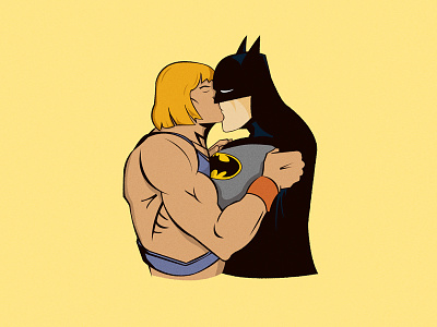 He-Man and Batman batman heman illustration kissing