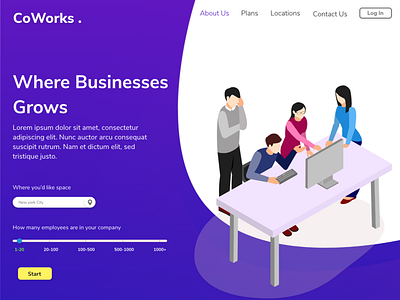 Coworks . Landing Page adobe xd beginner concept design illustration ui ux