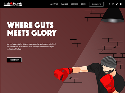 Kick&Punch Boxing Club Landing page adobe xd branding concept design illustration logo typography ui ux vector web