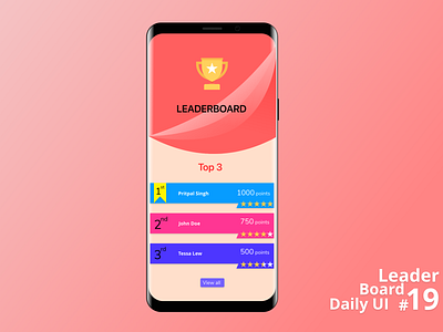 Leaderboard UI design of a game adobe xd app app concept clean concept daily dailyui design dribble illustration typography ui ux