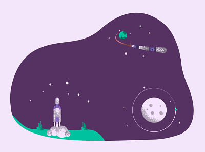 Satellite Launch Redesigned adobe aerospace design illustration illustrator infographics launcher moon rocket satelite space