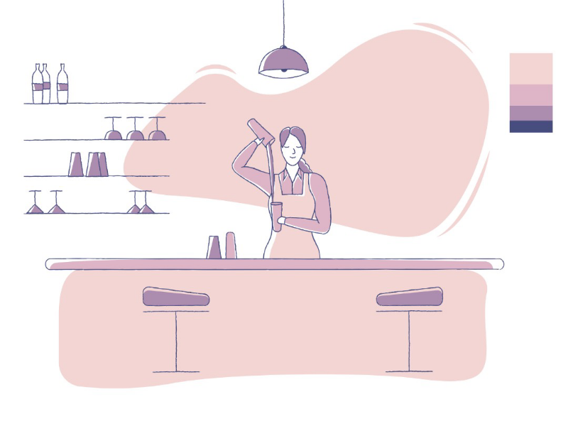 Profession series - bartender adobe infographics illustration profession ui characterdesign bartender