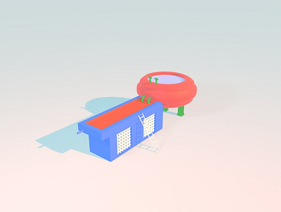 Water Tank 3d c4d illustraion isometric room shadow water tank