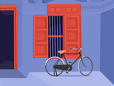 The fort and cycle affinity designer affinitydesigner cycle drawing fort house illustration kerala mattanchery palace