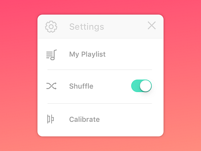 Settings - Pop up design for iOS app audio calorie fitness ios listen music music and fitness pop up settings shuffle song tempo