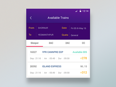 Booking Train UI