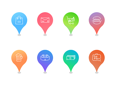 Map Marker Icons Vibrant Color