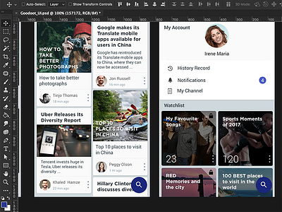 Work In Progress - Goodoot App android article news feed psd streaming ui in photoshop xhdpi