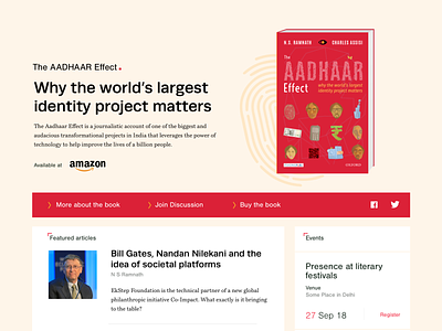 Book Launch Page Design - Aadhaar Effect aadhaar book design interface marketing page typogaphy uidesign webdesign