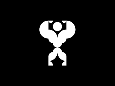 Muscles black bold branding geometric geometry graphic design guy gym human logo man martinez minimal muscle pablo pamata strong strongman tarradell white
