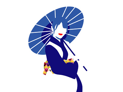 Kimono blue drawing geisha japan kimono lips martinez pablo pamata red simple tarradell woman