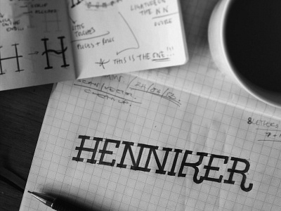 Henniker Clothing/Paintball Co. brand design drawn ligature logo pencil type typography