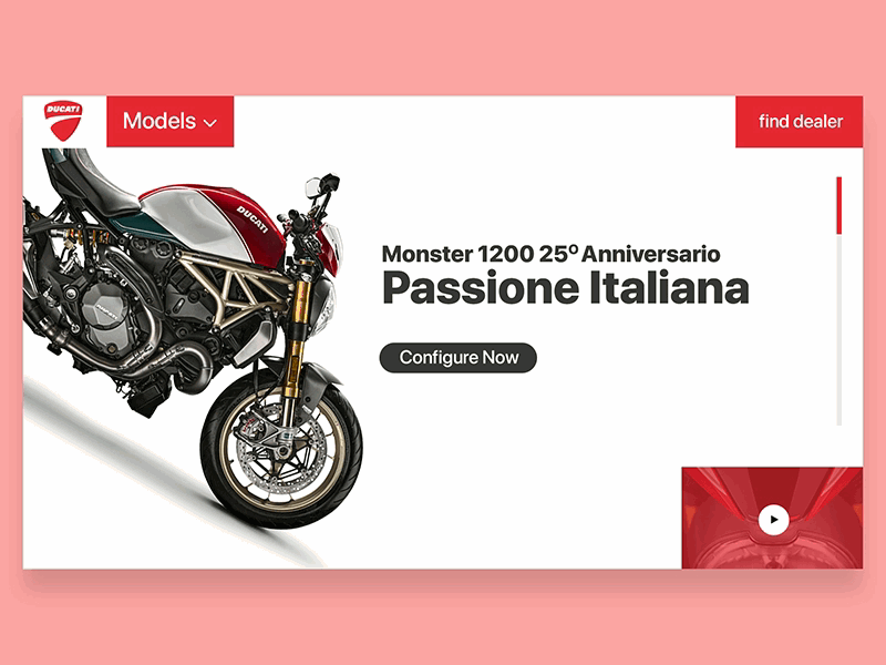 Ducati Monster Page Design concept ducati minimalist page transition ui ui design ux web design