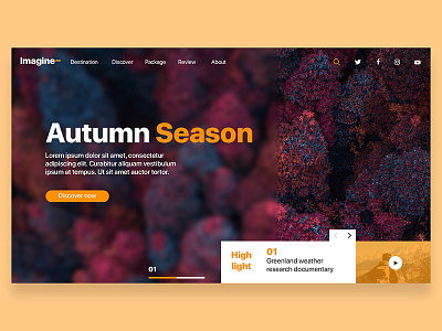 Imagine~ | Destination Information Landing Page Transition autumn landing page page season transition ui ui design ux web design