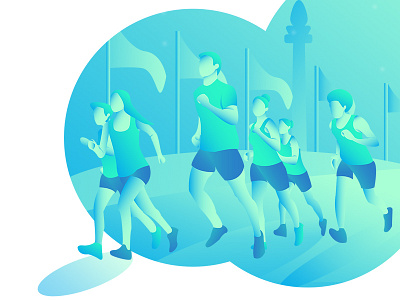 Marathon Run Illustration art character character art characters design design gradient illustration jakarta marathon monas running