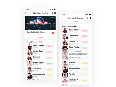 Music Festival Lineup apps apps design concept event event app festival interaction interaction design lineup mobile app music music event music festival singer ui ui design ui ux uiux ux