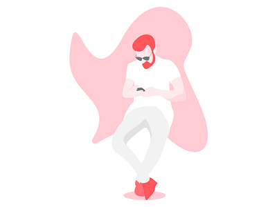 Man with a Smartphone Illustration art character character art illustration illustration art man red