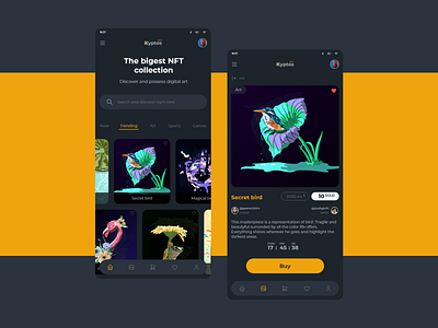 NFT market app art design digitalart inteface mobileapp nft nftart nftmarket ui uidesign