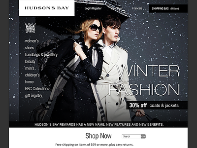 Hudson's Bay Store branding department store e commerce interface web website