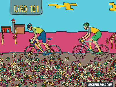 Giro d'Italia 2018 bicycle colors comic cycling draw editorial flowers illustration pattern