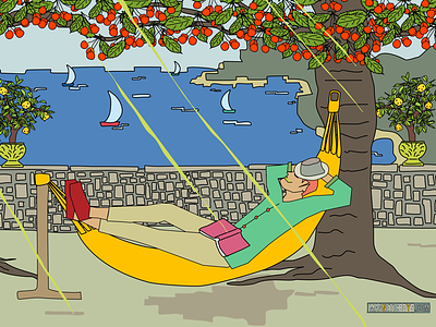 Italian Still Life 🌞🍋⛵️🇮🇹 botanical drawing editorial flowers fruits fullcolors graphic illustration italy sea summer tree