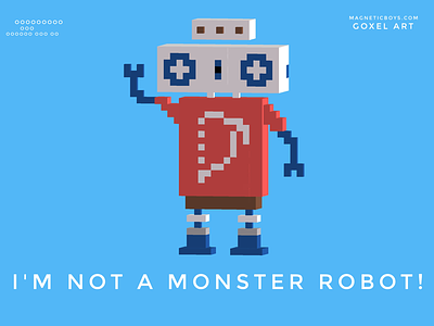I'm not a monster robot! 3d app character digital game goxel graphic illustration kids robot scifi space voxel voxelart