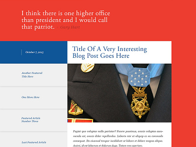 Blog Design for Medal of Honor Tributes Website blog blog design clean design minimal web web design