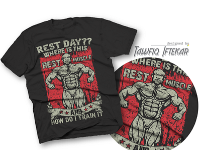 Rest Day bodybuilder gym t shirt hardwork workout