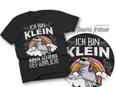 Ich bin Klein- Unicorn funny design german ich bin klein illustrator t shirt design unicorn