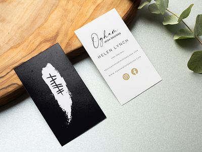 Ogham Irish Designs business card mockup