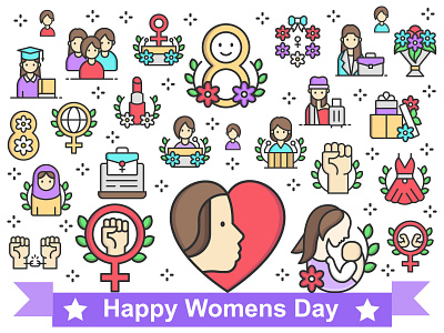 Womens day celebration feminism icon icons icons set illustration illustrations love vector vectors woman woman illustration women womens day