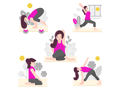 Yoga 2 jpg avatar design exercise illustration illustrations people vector vectors women yoga yoga app yoga pose