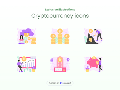 Cryptocurrency bitcoin cryptocurrency cryptocurrency exchange design icons icons set illustration illustrations trading vector vectors