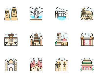 Monuments design icon icon set icons icons set illustration illustrator monuments user interface vector vectors