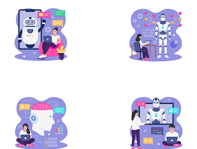 Artificial Intelligence artificial intelligence design flat style illustration illustrations vector vectors