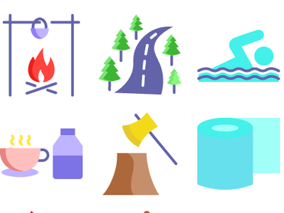 Camping Icon Set camp camping design entertainment icon app icon set icon sets icons illustration illustrations illustrator trekking vector vectors