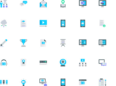 Online Learning Flat Style basic icons design education elearning icon icon sets icons icons set illustration illustrations online learning vector vectors